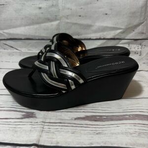 BCBGeneration Platform Sandals Black Silver Shoes 8